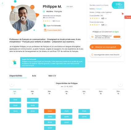 Choisissez l'horaire qui vous convient